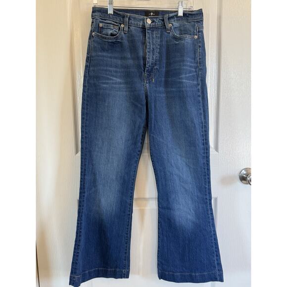 7 for All Mankind Women's Dark Wash Ultra High-Rise Dojo Stretch Denim Jeans 30 - Picture 3 of 11